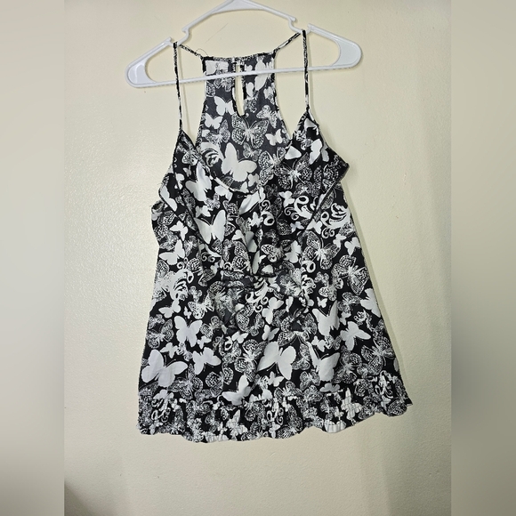 Studio Y Black and White Asymmetrical Skater Tank Top - Picture 1 of 3